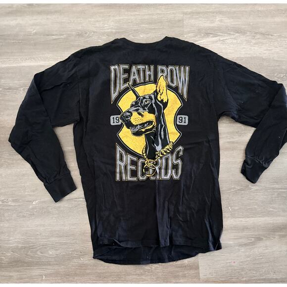 Death Row Records Long Sleeve Black Shirt Size Medium Doberman - Picture 1 of 3